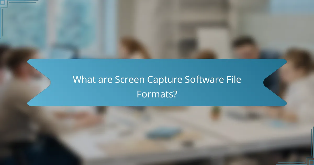 What are Screen Capture Software File Formats?
