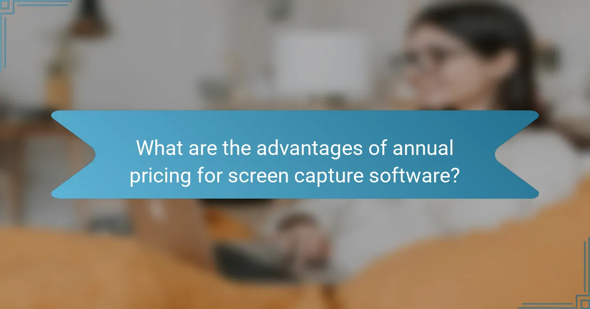 What are the advantages of annual pricing for screen capture software?