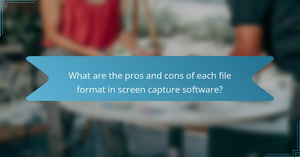What are the pros and cons of each file format in screen capture software?