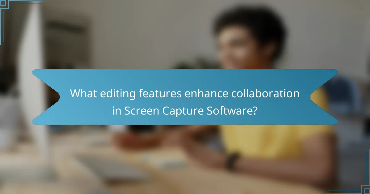 What editing features enhance collaboration in Screen Capture Software?